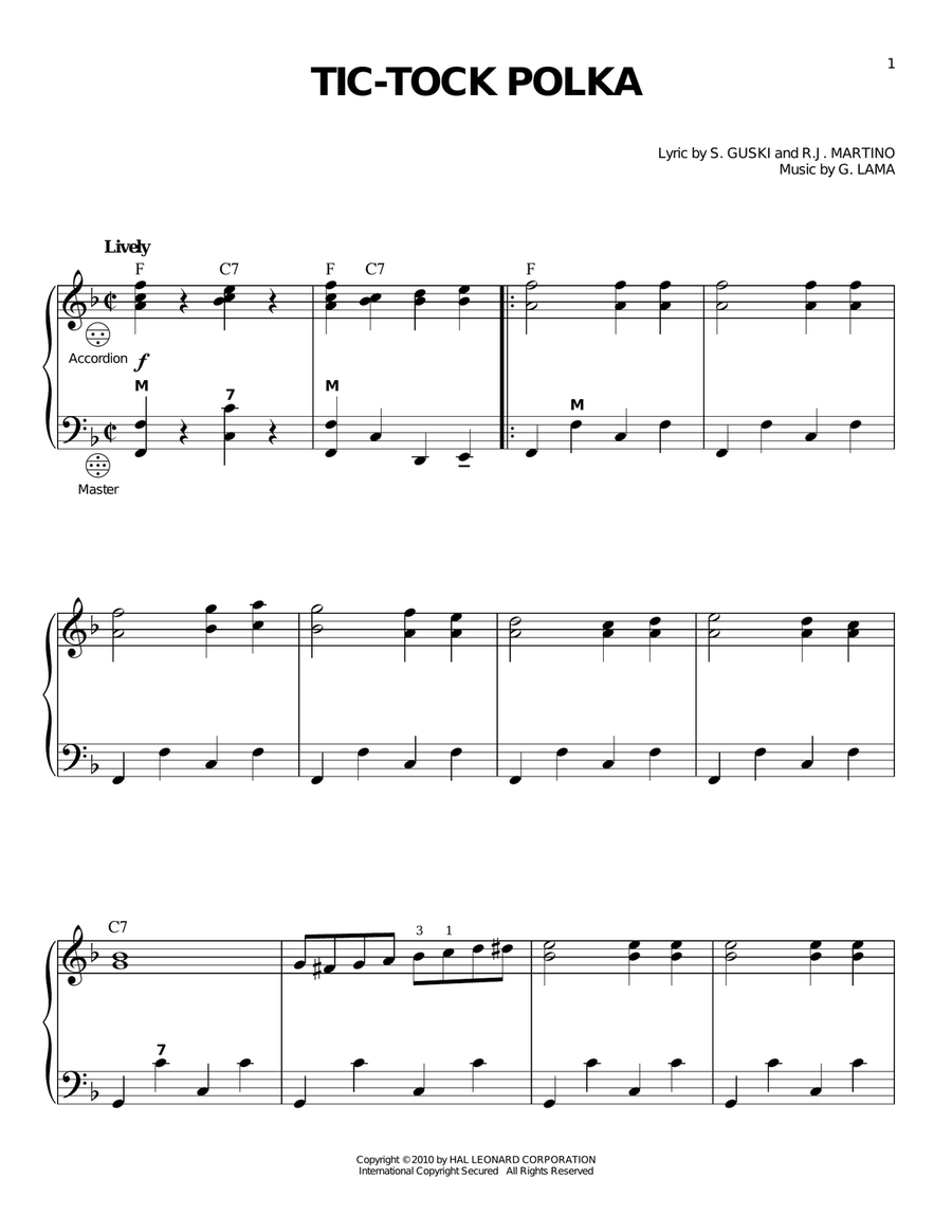 Tic-Tock Polka Accordion scores gallery preview page 1