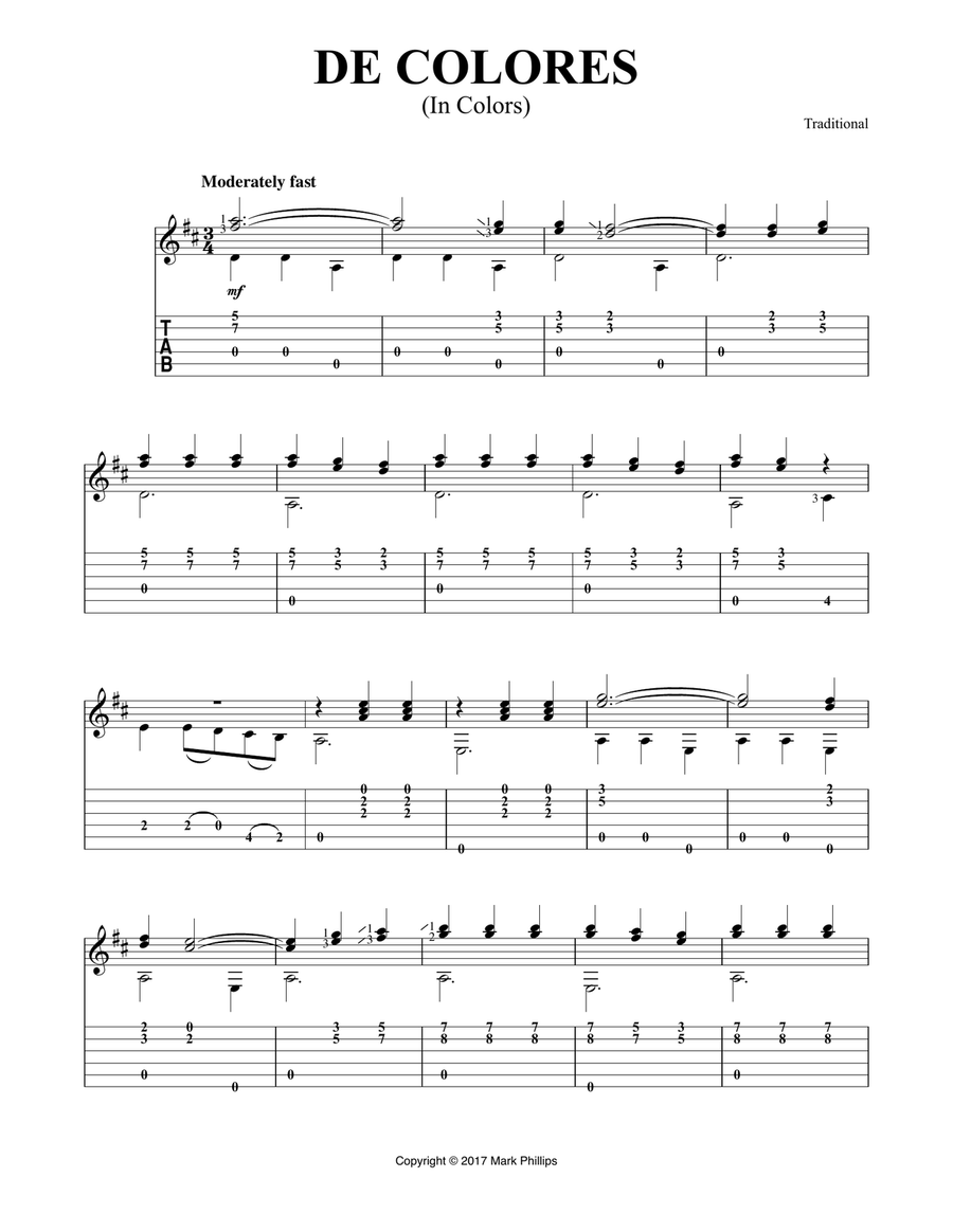 De colores (In Colors) Acoustic Guitar scores gallery preview page 1