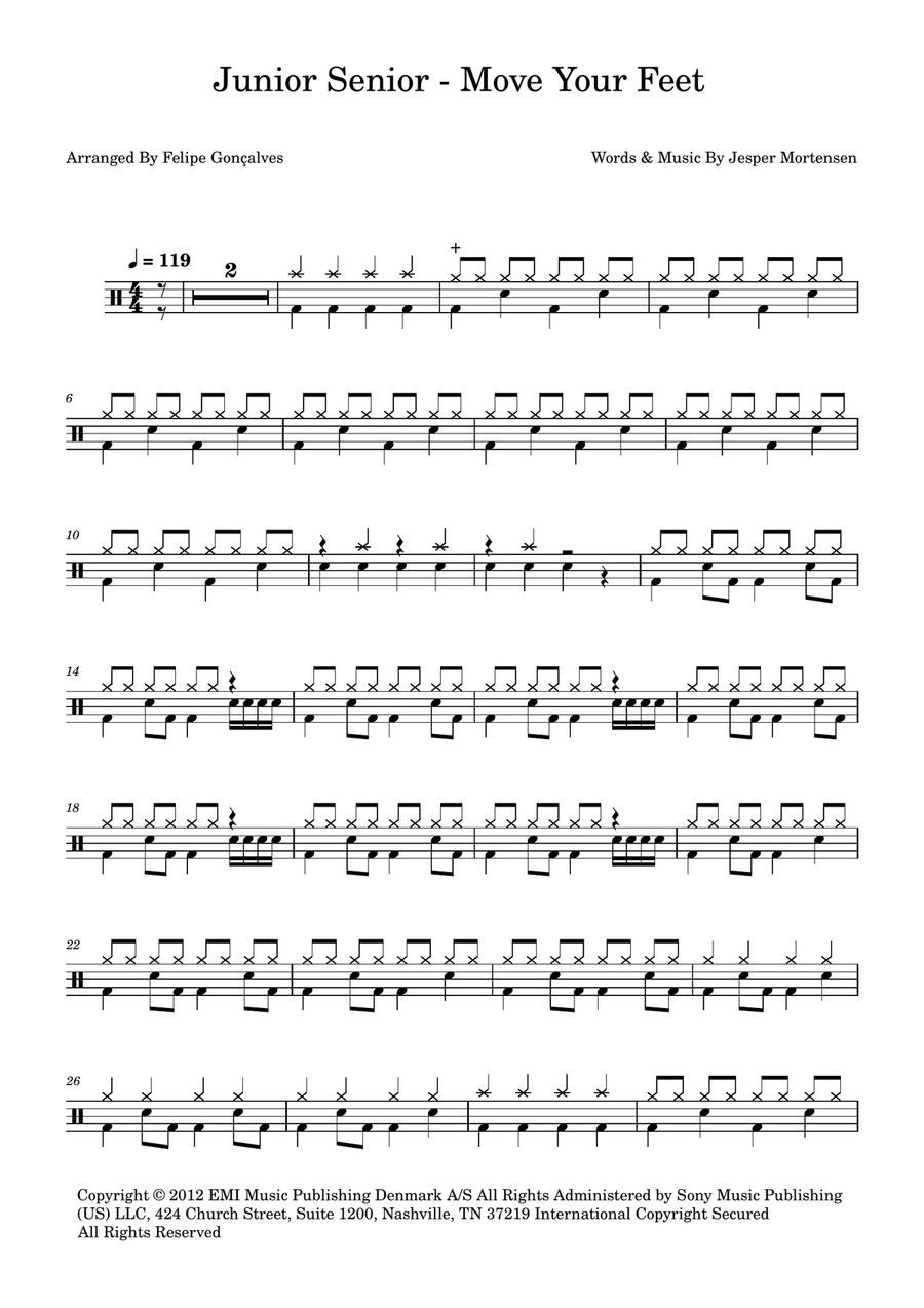 Move Your Feet Drum Set scores gallery preview page 1