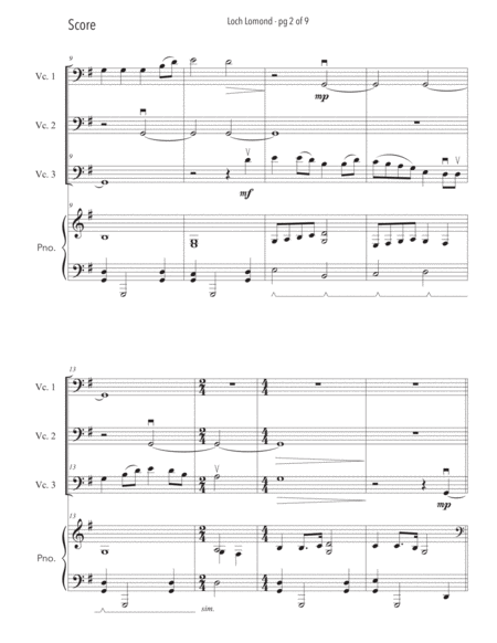 Loch Lomond - Cello Trio with Piano Accompaniment image number null