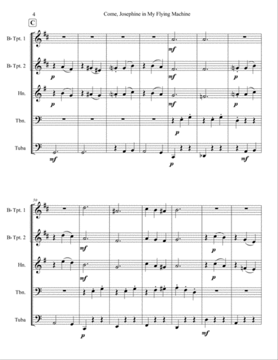Come, Josephine in My Flying Machine Brass Ensemble scores gallery preview page 5