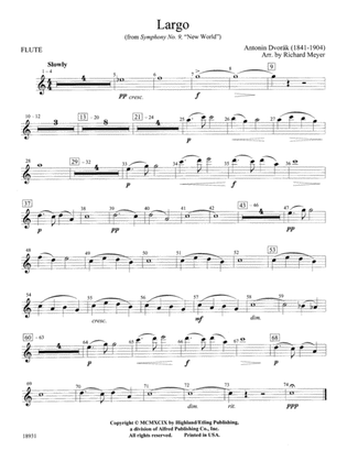 Largo from Symphony No. 9, "New World": Flute