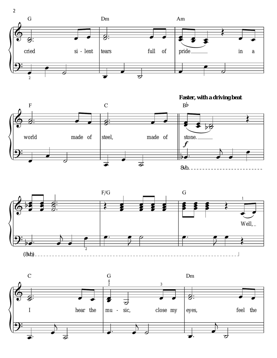 Flashdance...What A Feeling Easy Piano scores gallery preview page 2
