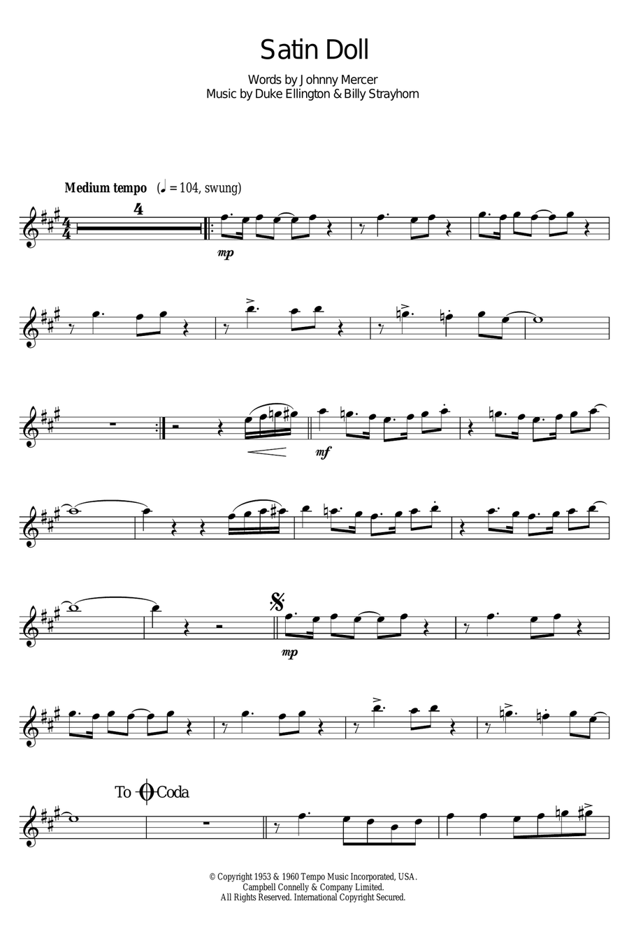Satin Doll Satin Doll Alto Saxophone scores gallery preview page 1