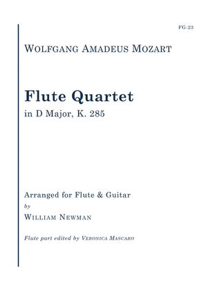 Book cover for Flute Quartet in D Major, K. 285 for Flute and Guitar
