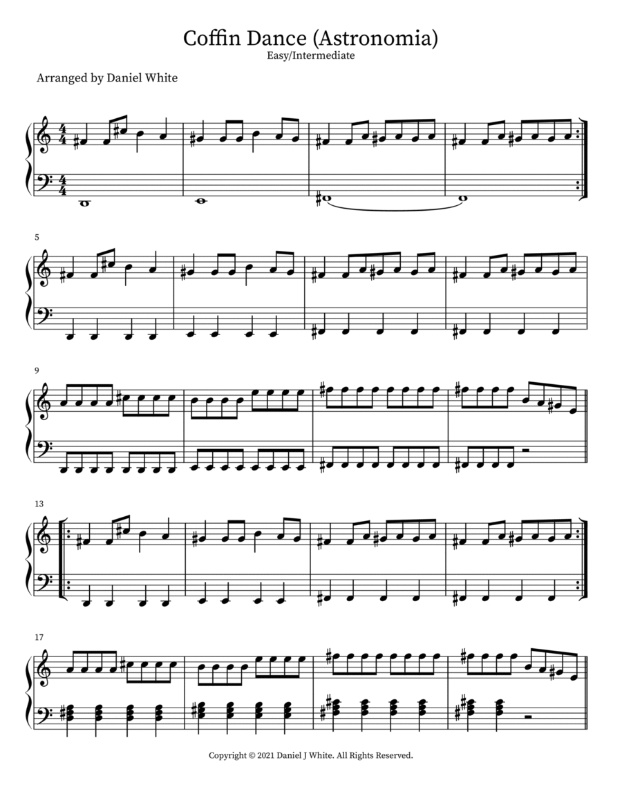 Coffin Dance (Astronomia) Piano Solo scores gallery preview page 1