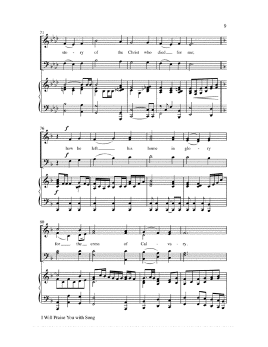 I Will Praise You with Song 4-Part scores gallery preview page 10