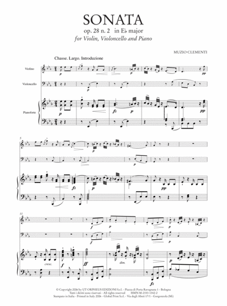 Sonata Op. 28 No. 2 in E flat Major for Violin, Violoncello and Piano
