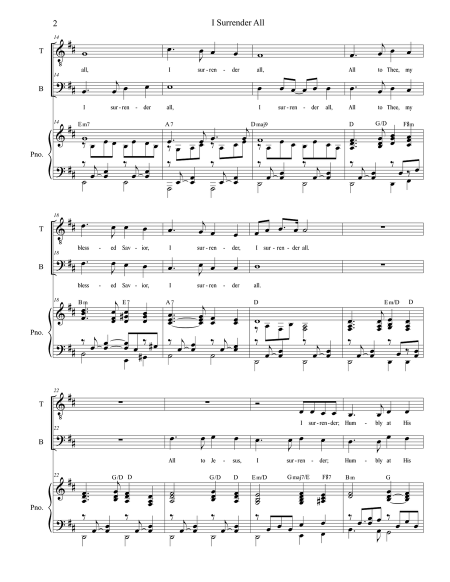 I Surrender All (2-part choir - (TB) TB scores gallery preview page 2