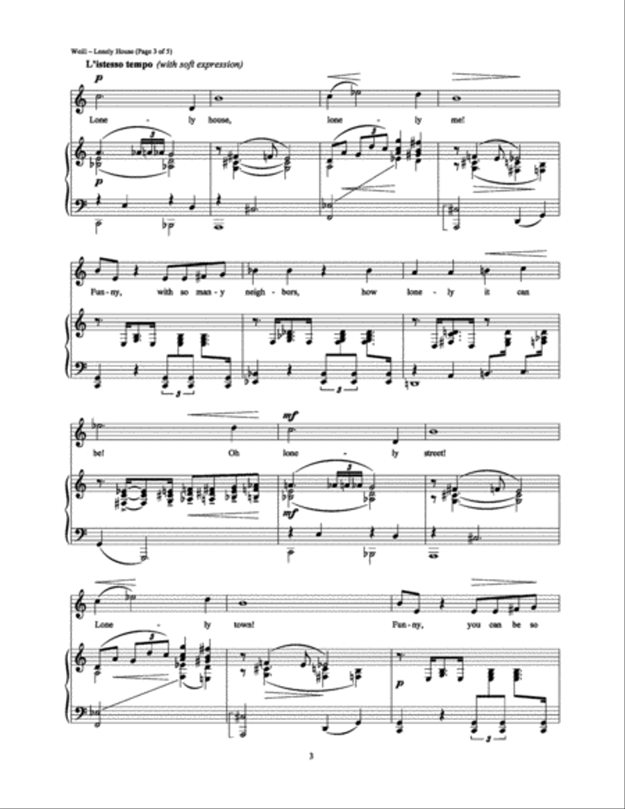 Lonely House Lonely House Piano, Vocal, Guitar scores gallery preview page 3