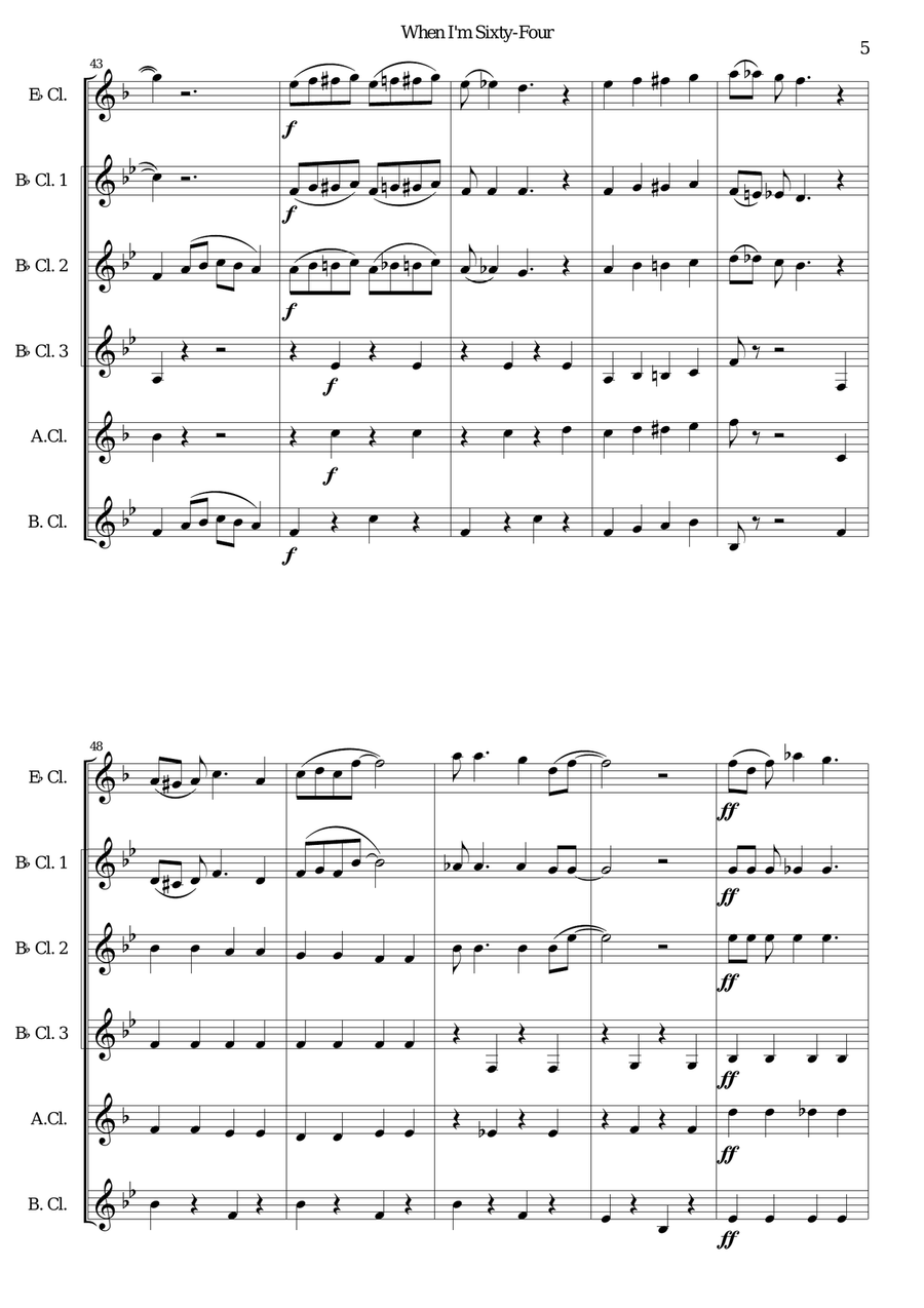 When I'm Sixty-Four When I'm Sixty-Four Woodwind Ensemble scores gallery preview page 5