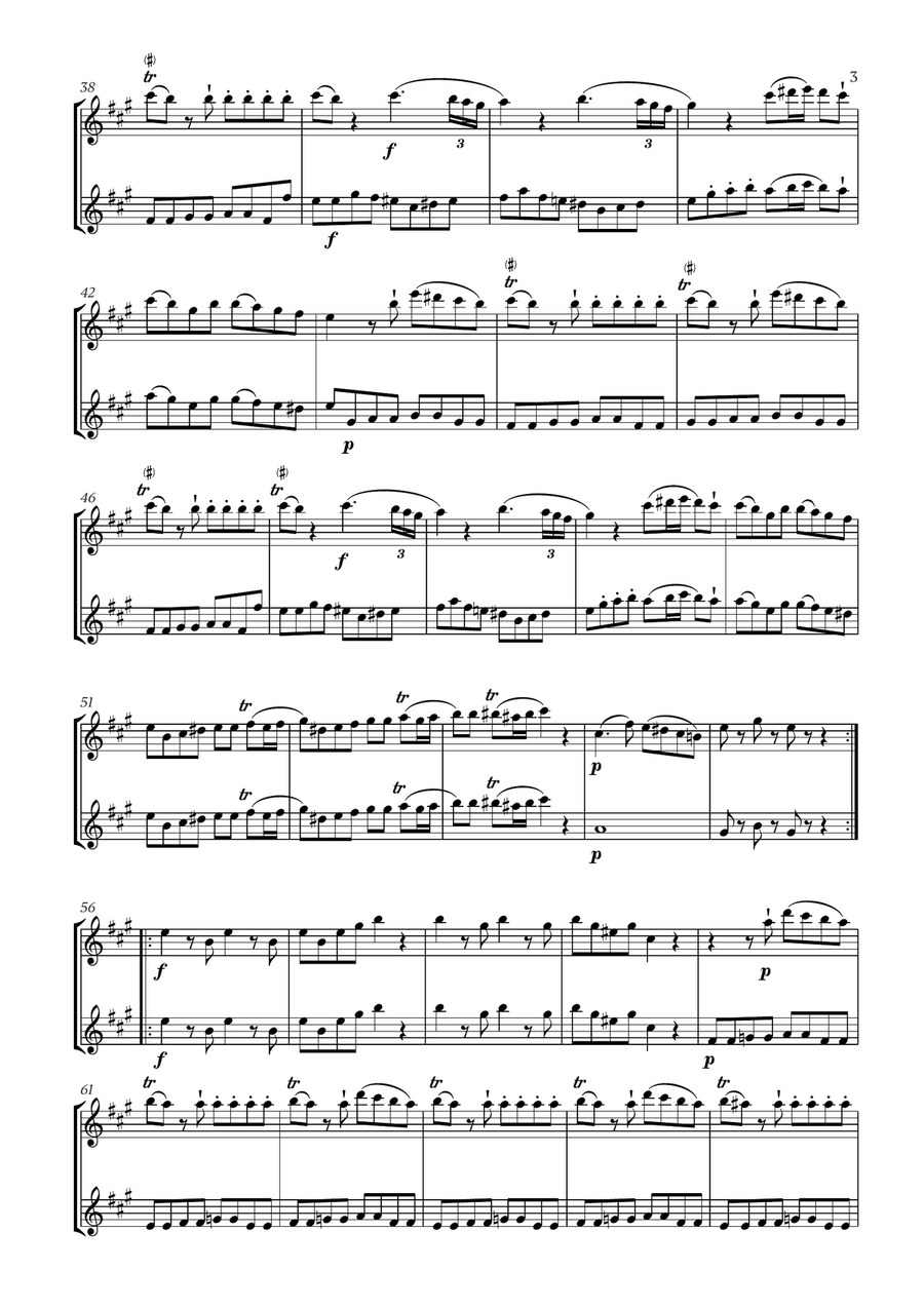 W. A. Mozart - Eine Kleine Nachtmusik (for Soprano Saxophone Duet) Woodwind Duet scores gallery preview page 3