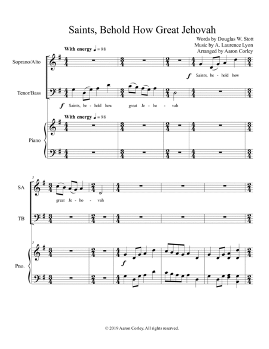 Saints, Behold How Great Jehovah 4-Part scores gallery preview page 2