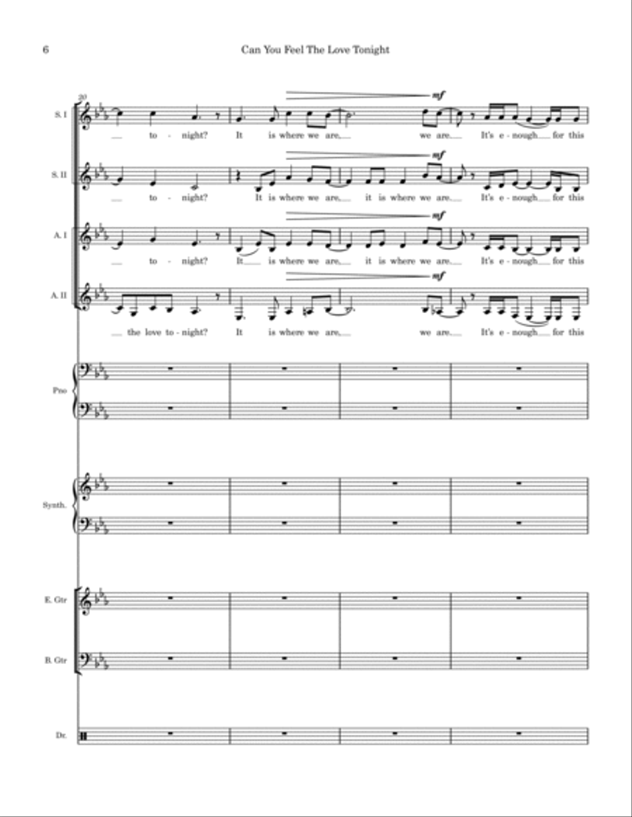 Can You Feel The Love Tonight A Cappella scores gallery preview page 6