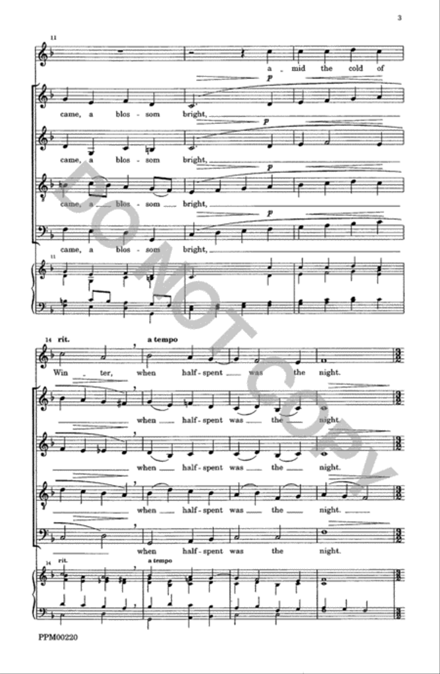 Lo How a Rose E'er Blooming 4-Part scores gallery preview page 4