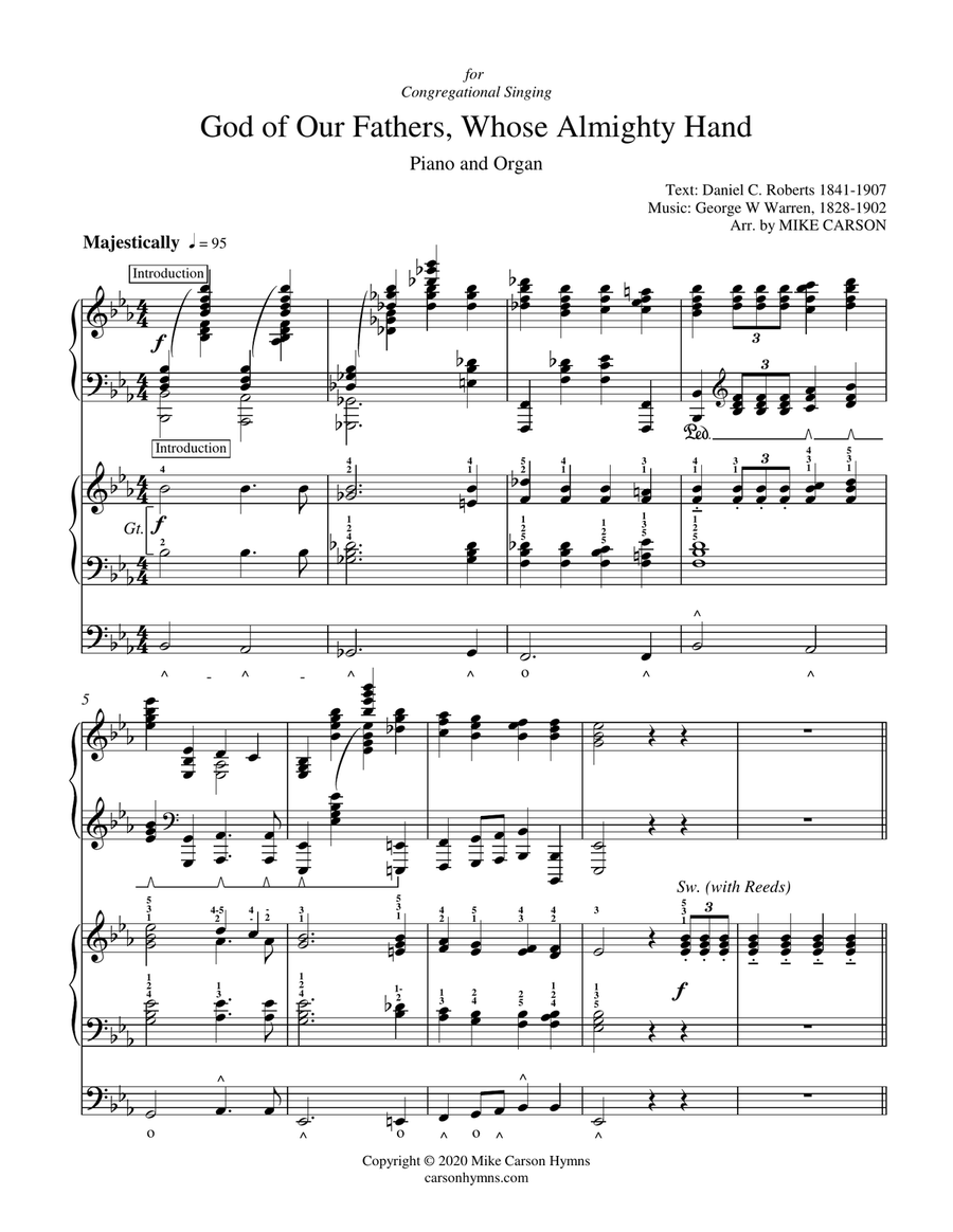 NATIONAL HYMN God of Our Fathers, Whose Almighty Hand (Piano & Organ)