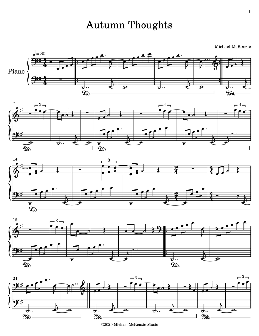 Autumn Thoughts Autumn Thoughts Piano Solo scores gallery preview page 1