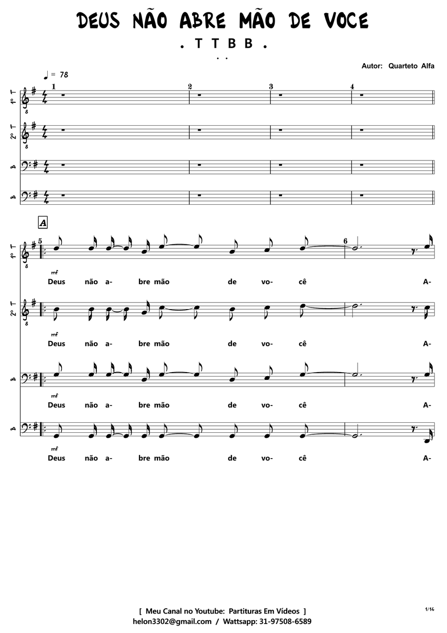 Deus Não Abre Mão de Você 4-Part scores gallery preview page 1