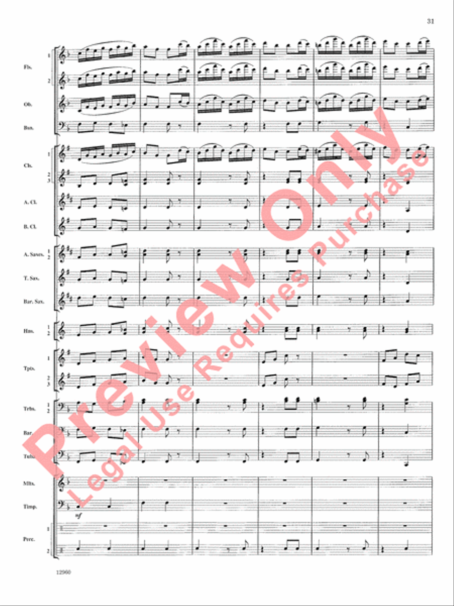 Sailing Songs Concert Band scores gallery preview page 32