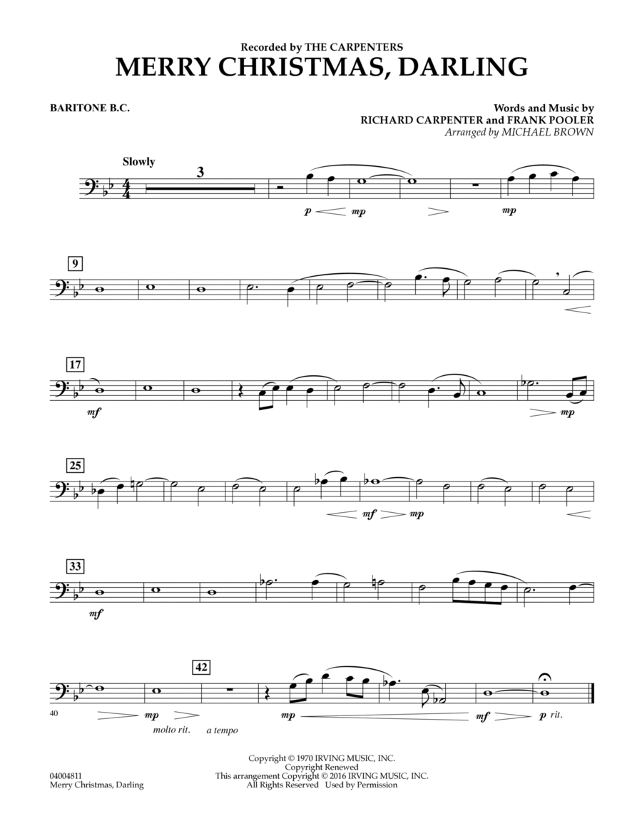 Merry Christmas, Darling - Baritone B.C. Concert Band scores gallery preview page 1