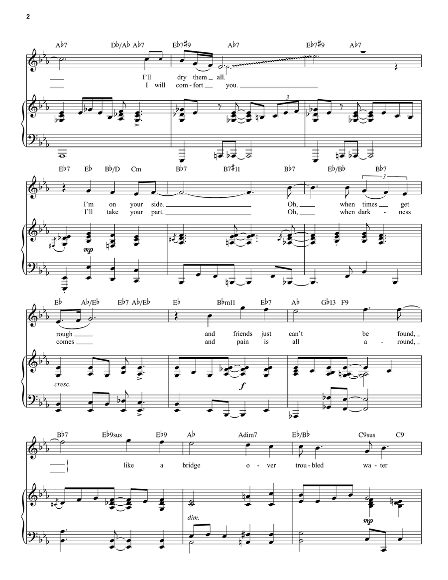 Bridge Over Troubled Water [Jazz version] (arr. Brent Edstrom) High Voice scores gallery preview page 2