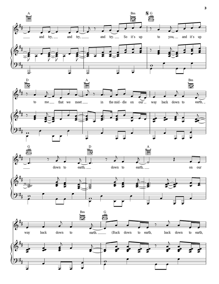 Down To Earth Down To Earth Piano, Vocal, Guitar scores gallery preview page 3