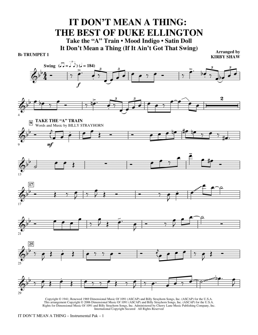 It Don't Mean A Thing: The Best Of Duke Ellington (Medley) - Bb Trumpet 1 Choir scores gallery preview page 1