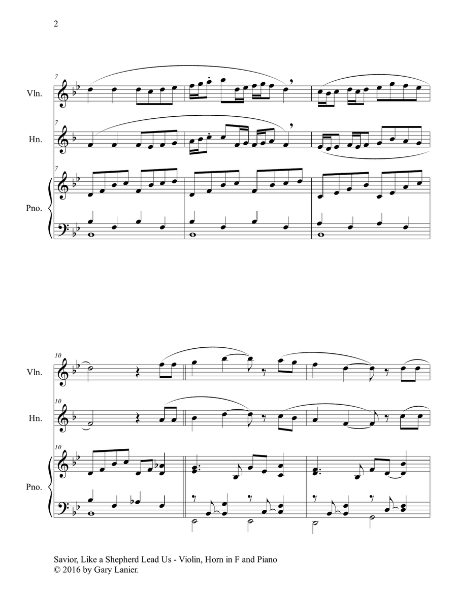 SAVIOR, LIKE A SHEPHERD LEAD US (Trio – Violin, Horn in F & Piano with Parts) Violin scores gallery preview page 3
