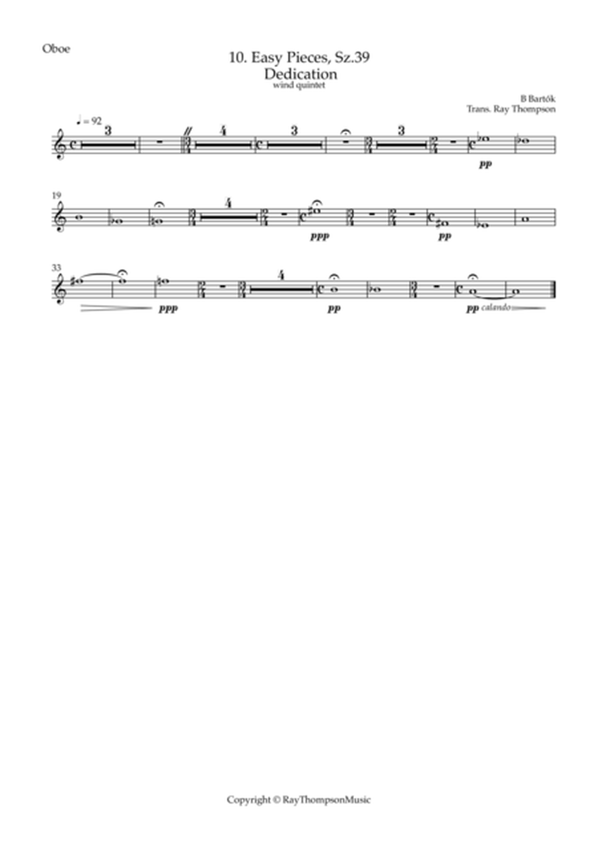 Bartók: 10 Easy Pieces , Sz.39 Dedication - wind quintet image number null