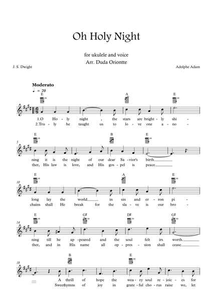 Oh Holy Night (E major - TABS - with lyrics) image number null