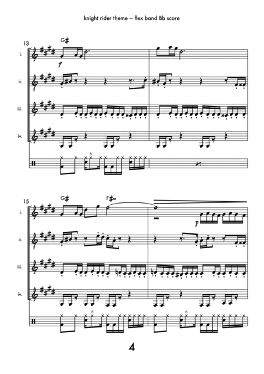 Knight Rider Theme Bass Clarinet scores gallery preview page 5