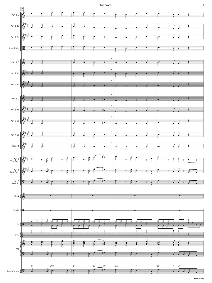 Ode To Joy (Flexible Instrumentation) Concert Band scores gallery preview page 5