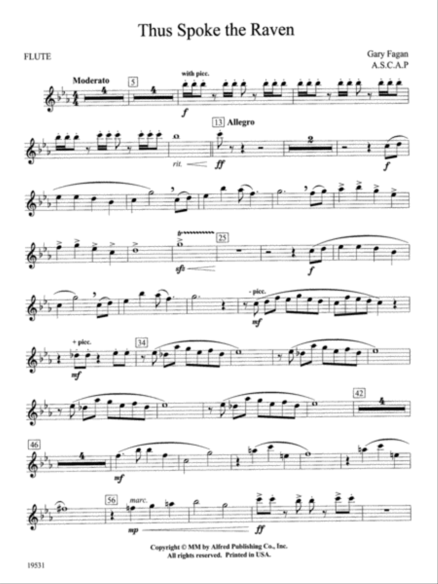 Thus Spoke the Raven: Flute Concert Band scores gallery preview page 1