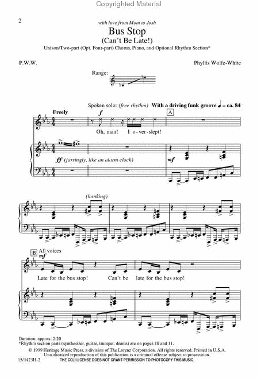 Bus Stop Bus Stop Unison Choir scores gallery preview page 2