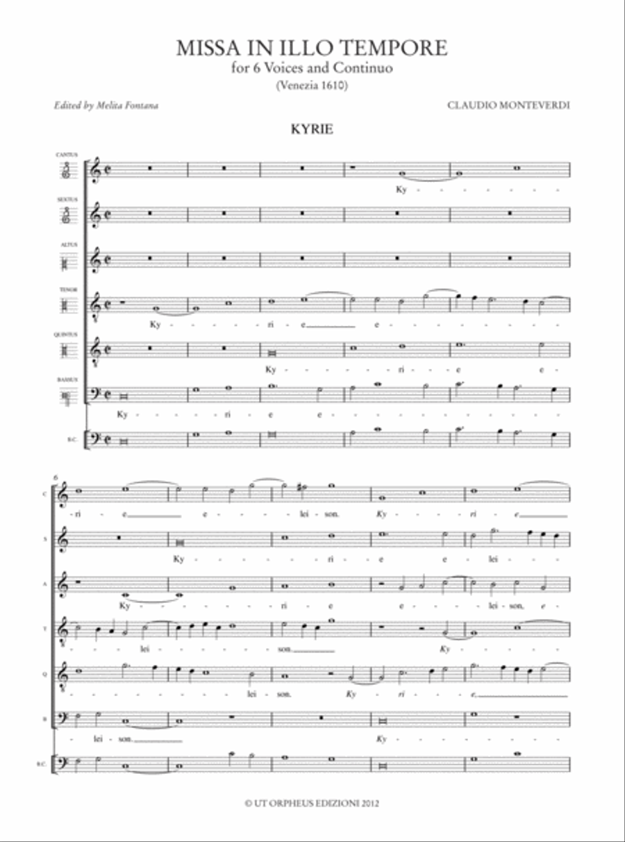 Missa In Illo Tempore for 6 Voices (SSATTB) and Continuo (Venezia 1610) Choir scores gallery preview page 2