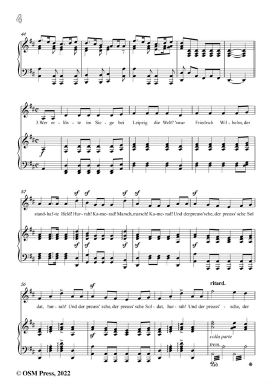 Loewe-Preussisches Hurrahlied,in D Major,for Voice and Piano Voice Solo scores gallery preview page 6