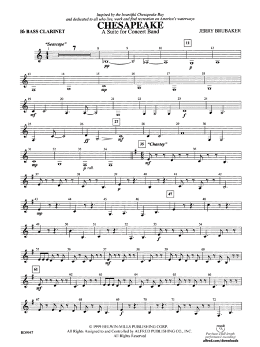 Chesapeake: B-flat Bass Clarinet Concert Band scores gallery preview page 1