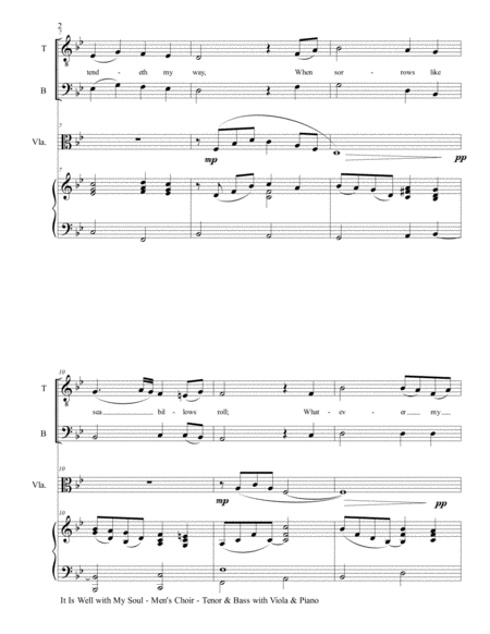 IT IS WELL WITH MY SOUL (Men's Choir - Tenor & Bass) with Viola & Piano image number null
