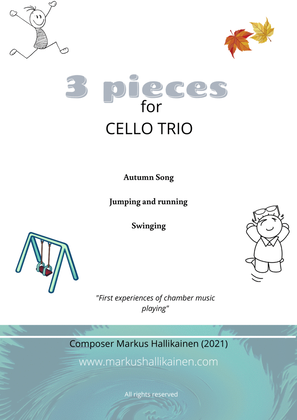 Book cover for 3 pieces For Cello Trio (Children)