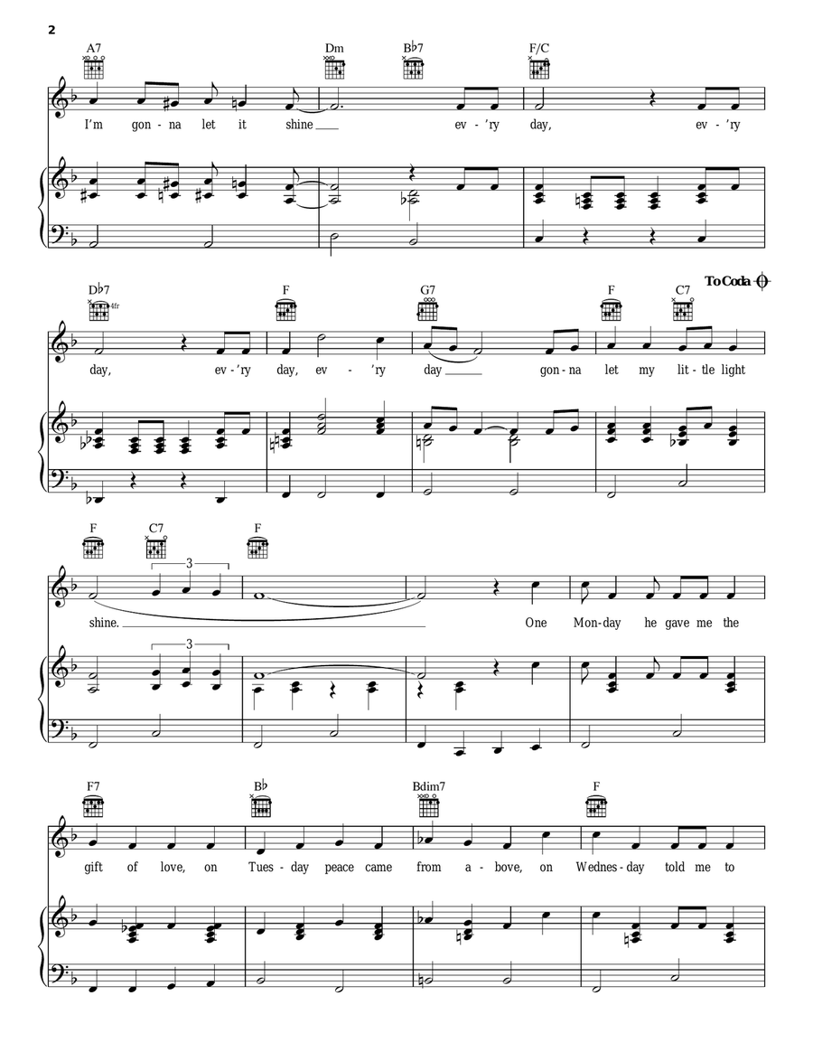 This Little Light Of Mine Piano, Vocal, Guitar scores gallery preview page 2