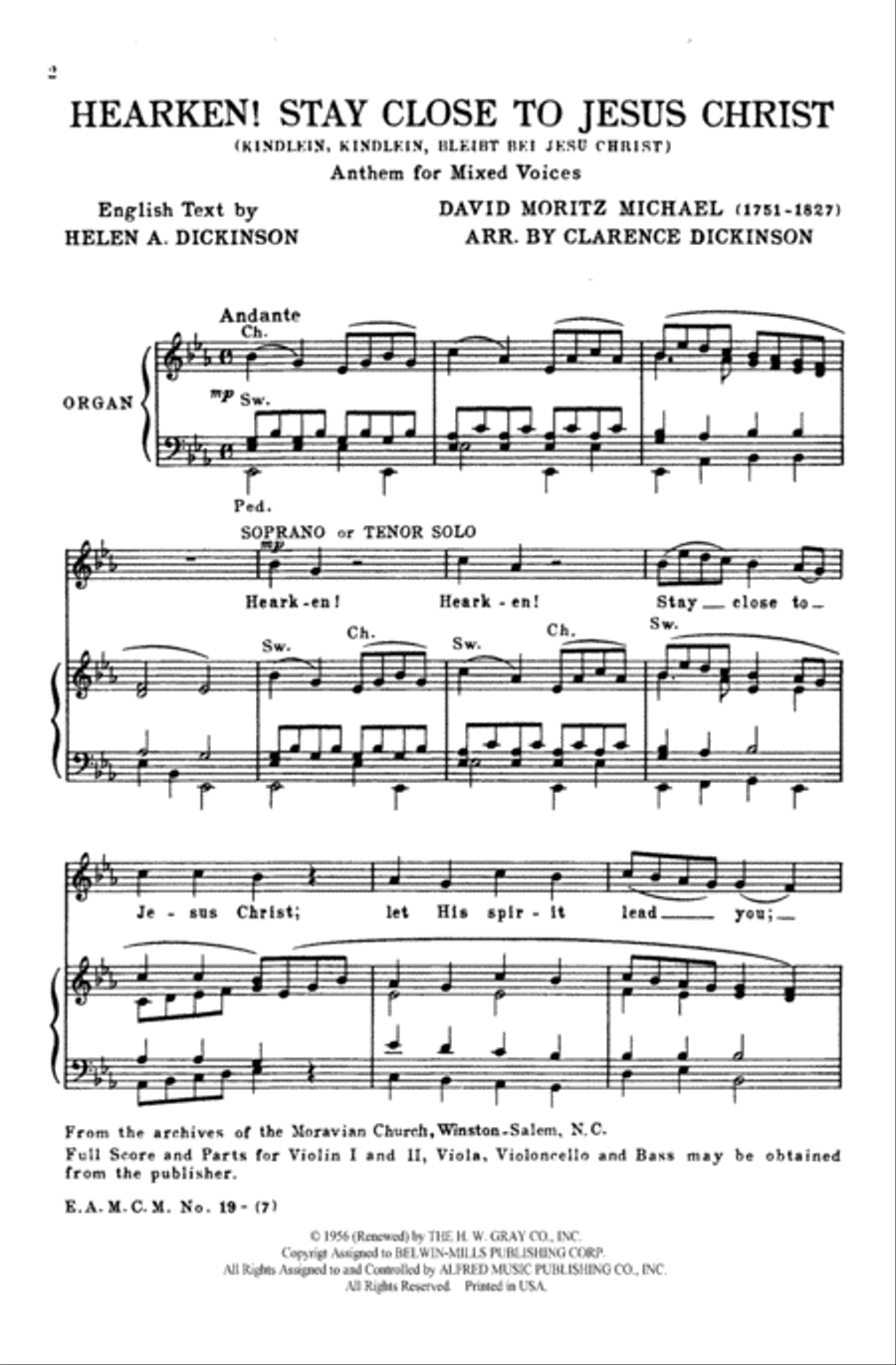 Hearken! Stay Close to Jesus Christ 4-Part scores gallery preview page 2