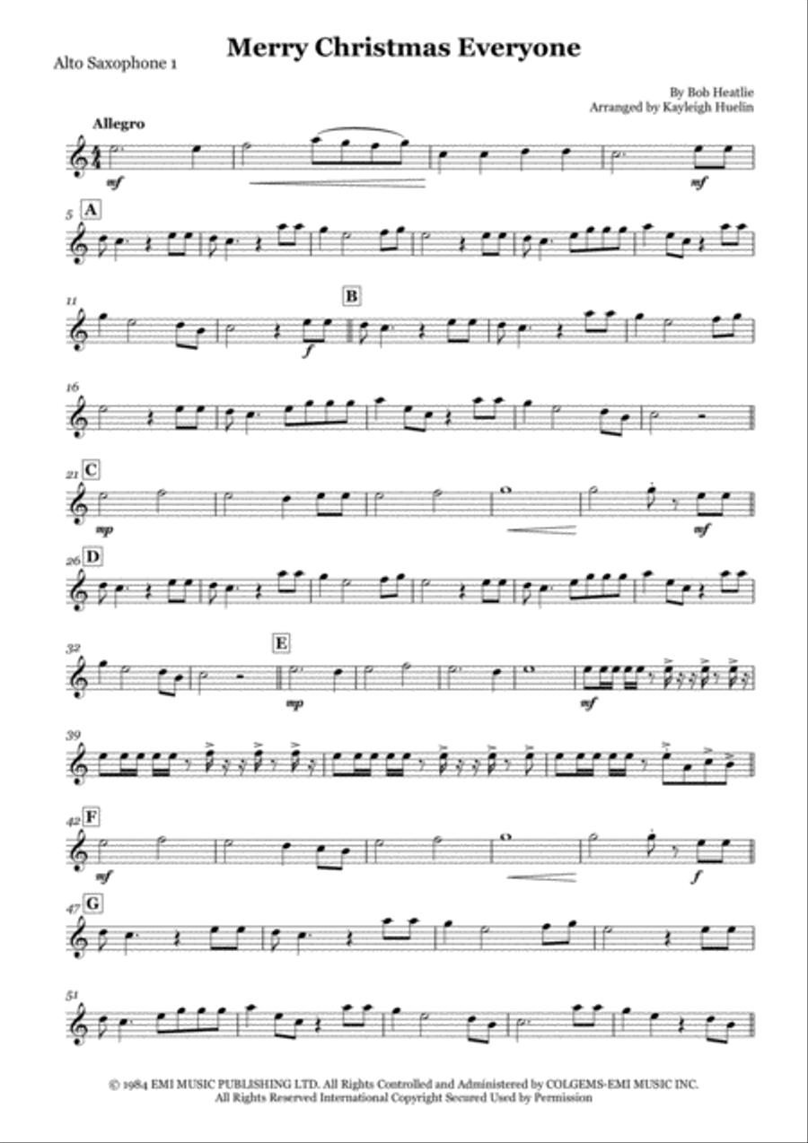 Merry Christmas Everyone Saxophone Quartet scores gallery preview page 6