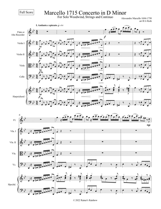 Book cover for Marcello Oboe Concerto in G Minor for Flute