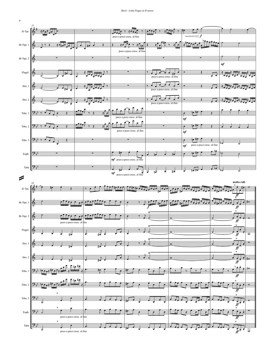 Little Fugue in G minor BWV 578 for 11-part Brass Ensemble Brass Ensemble scores gallery preview page 6