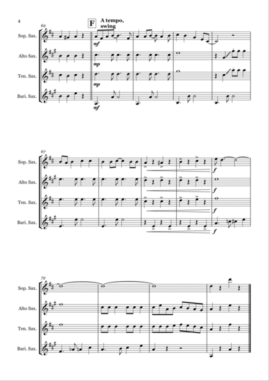 Rockin' Around The Christmas Tree Saxophone Quartet scores gallery preview page 4