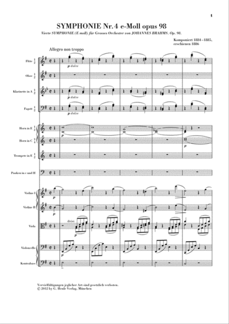 Johannes Brahms – Symphony No. 4 in E minor, Op. 98 Orchestra scores gallery preview page 2