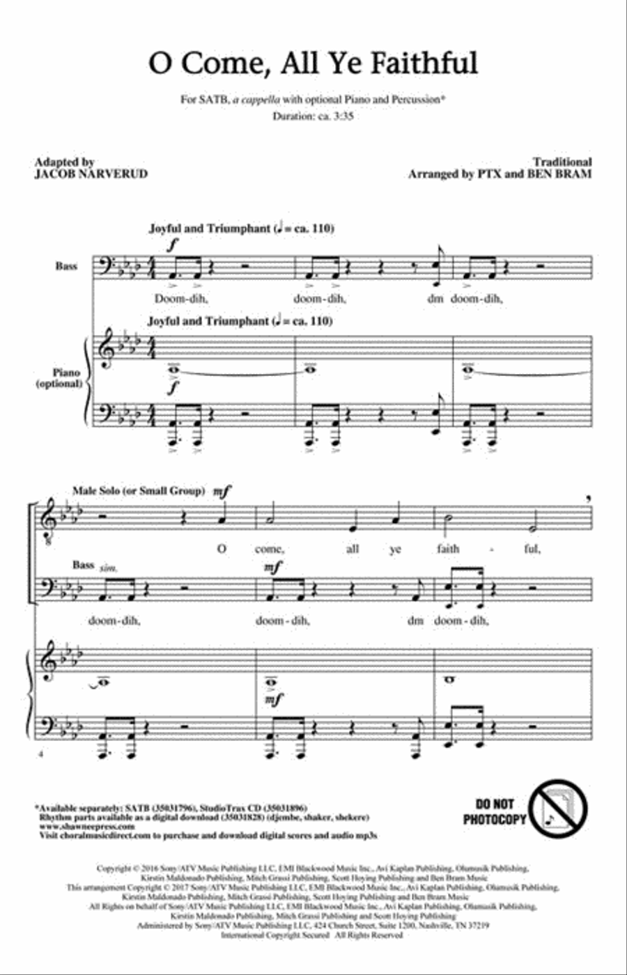 O Come, All Ye Faithful 4-Part scores gallery preview page 2