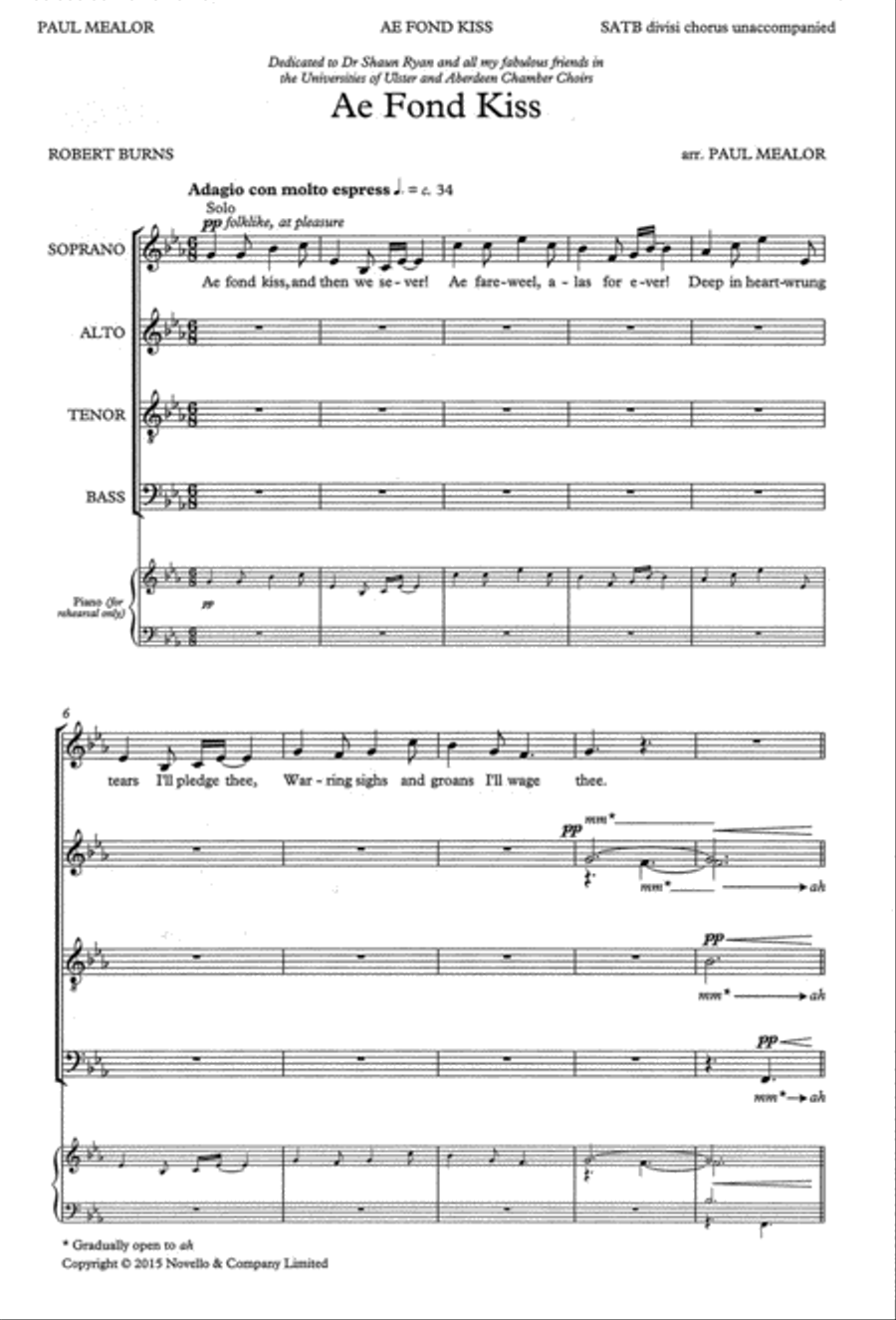 Ae Fond Kiss Ae Fond Kiss Divisi scores gallery preview page 1