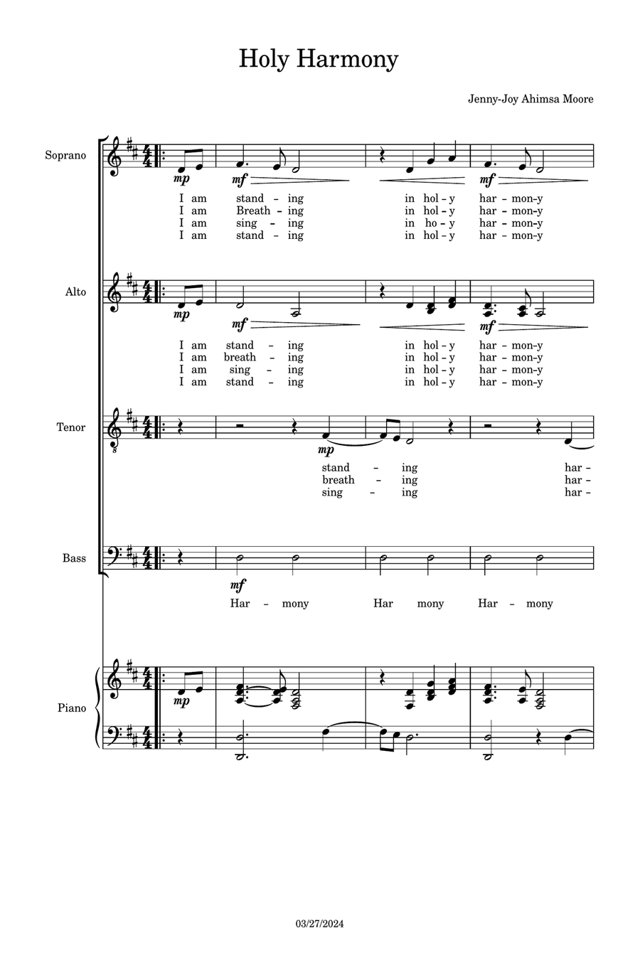 Holy Harmony Holy Harmony 4-Part scores gallery preview page 1