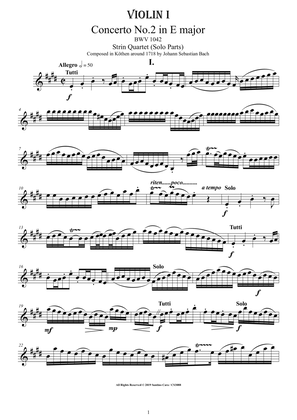 Bach - Concerto No.2 in E major BWV 1042 for String Quartet - Complete Parts